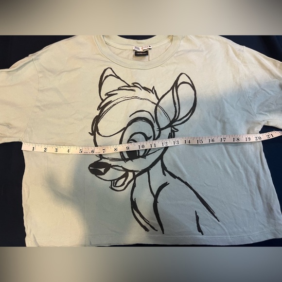 Zara Disney Bambi Cropped Mint Tee Size M - Picture 2 of 4